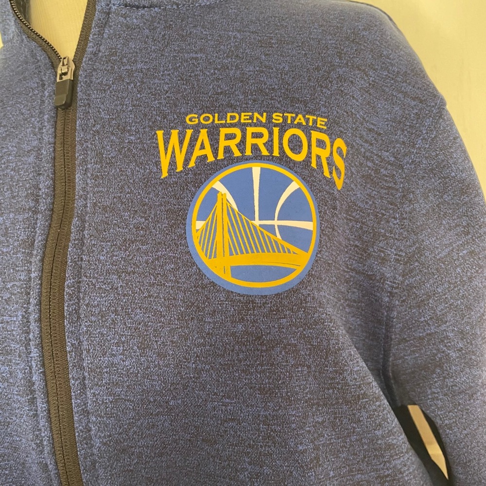 Golden State‎ Warriors NBA Fleece lined Zip Up Jacket Blue Mens Small streetwear - Picture 2 of 16